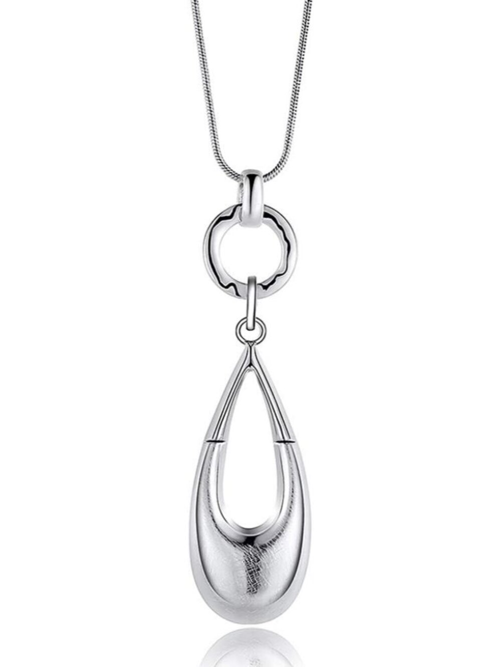 Long Necklaces for Women Waterdrop Pendant Layered Y Statement Bohemian Silver